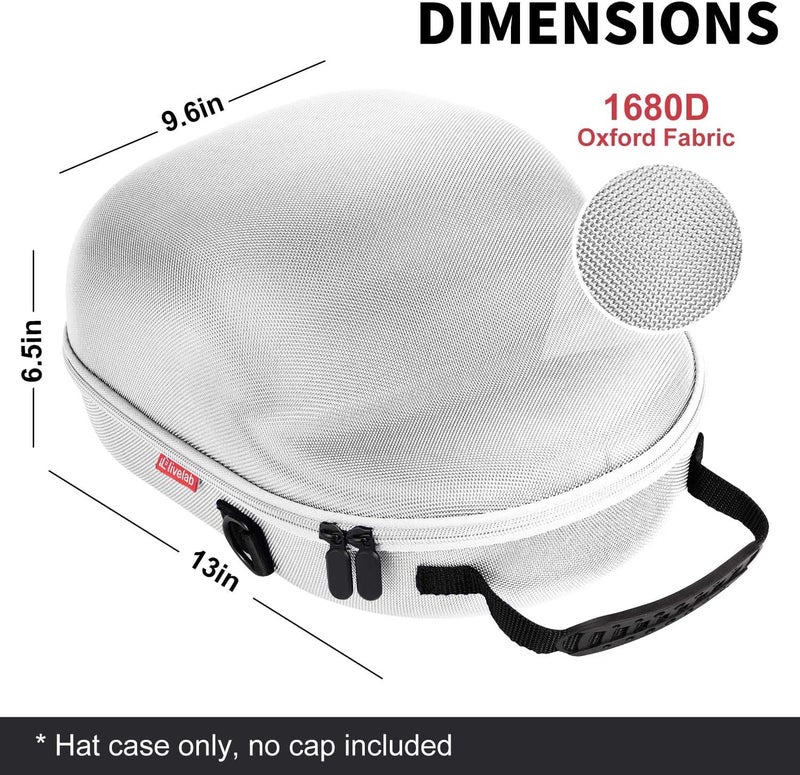 Livelab حافظة قبعات السفر، حافظة صلبة لقبعات البيسبول، تخزين القبعات للسفر مع مقبض حمل وحزام كتف، منظم قبعات يحمي حتى 6 قبعات - رمادي - Image 4